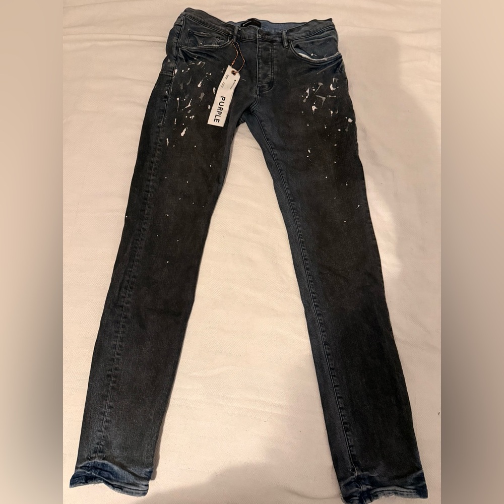 Purple Men's Distressed Black Skinny Jeans